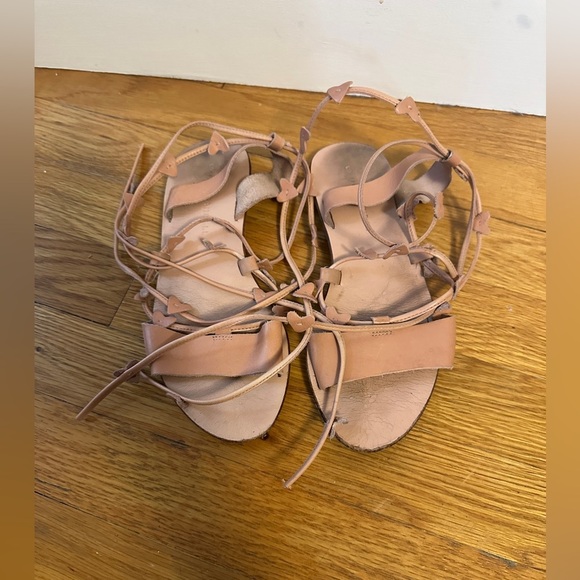 Loeffler Randall Heartla Ankle Wrap Gladiator Sandal Pink Nude Leather Heart 6.5 - Picture 2 of 10